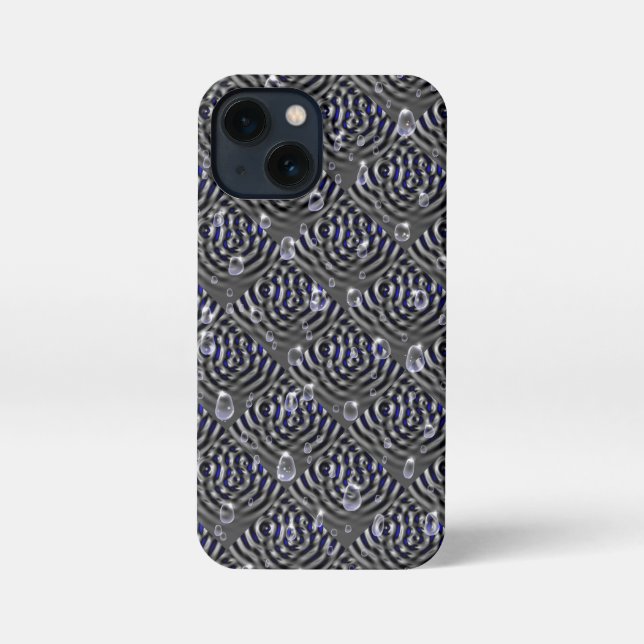 Etui iPhone 13 Mini Arrosage sur métal gris bleu (Verso)
