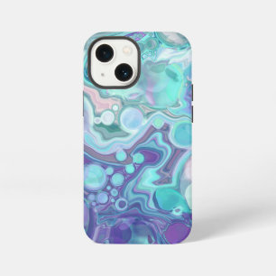 Etui iPhone 13 Mini Assez Violet et Bleu Marbre Abstrait Faux