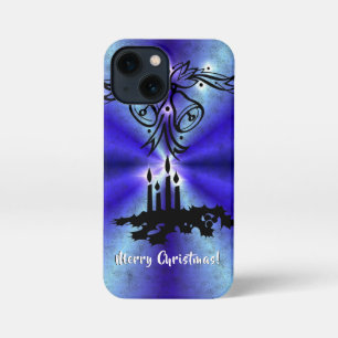 Etui iPhone 13 Mini Avent, Artdeco de Noël sur Blue Green Rainbow