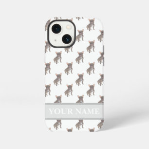 Etui iPhone 13 Mini Bouledogue français bleu lilas argenté gris person