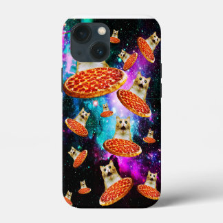 Etui iPhone 13 Mini Chat à pizza de l'espace amusant