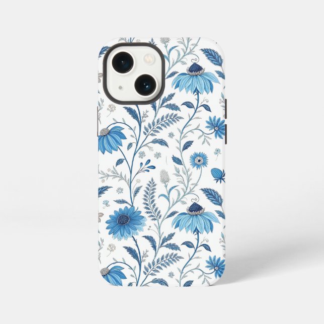 Etui iPhone 13 Mini Chinoiserie Blue Echinacea Pattern (Verso)