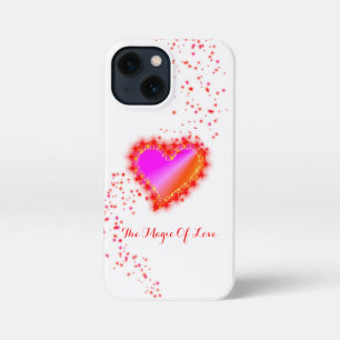 Etui iPhone 13 Mini Coeur arc-en-ciel avec étoiles, La magie de l'amou