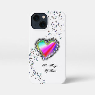 Etui iPhone 13 Mini Coeur arc-en-ciel avec étoiles, La magie de l'amou
