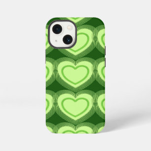 Etui iPhone 13 Mini Cœurs Abstraits Modernes - Vert Citron