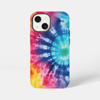 Etui iPhone 13 Mini Conception de teinture tie-dye arc-en-ciel de styl