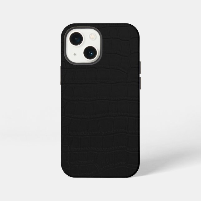 Etui iPhone 13 Mini Crocodile noir - Impression (Verso)