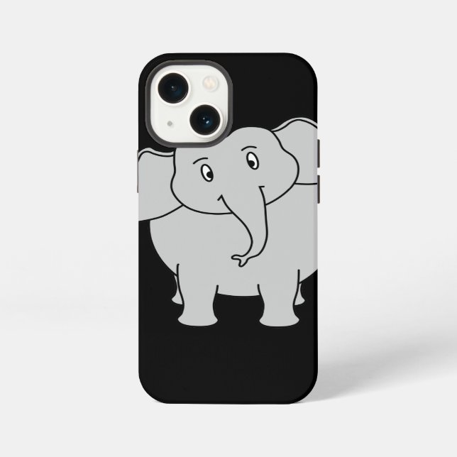 Etui iPhone 13 Mini Éléphant gris. (Verso)