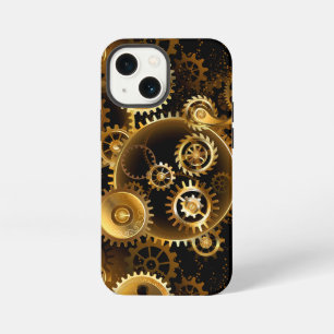 Etui iPhone 13 Mini Engrenages en laiton Steampunk sans soudure