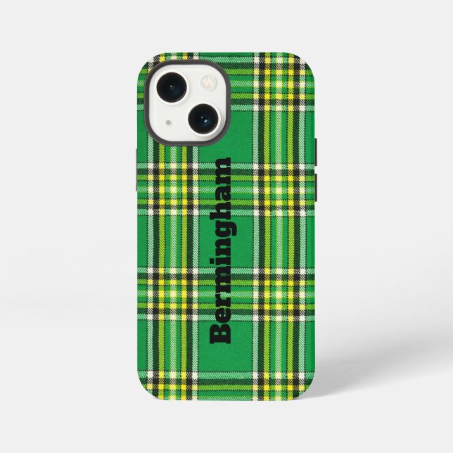 Etui iPhone 13 Mini Étui iPhone personnalisé motif carreaux verts (Verso)