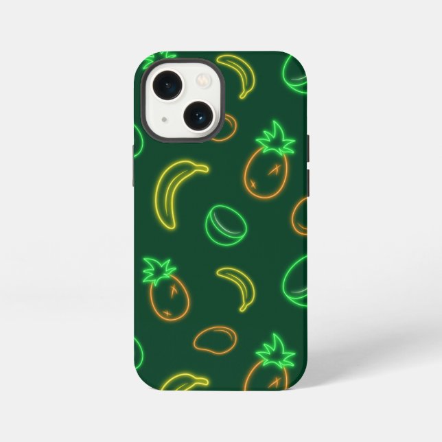 Etui iPhone 13 Mini Étui Neon Tropical Fruit Pattern pour iPhone 13 Mi (Verso)