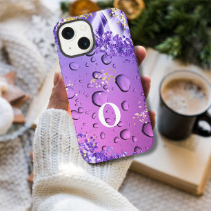 Etui iPhone 13 Mini Fantaisie de gouttelettes d'eau en marbre violet l