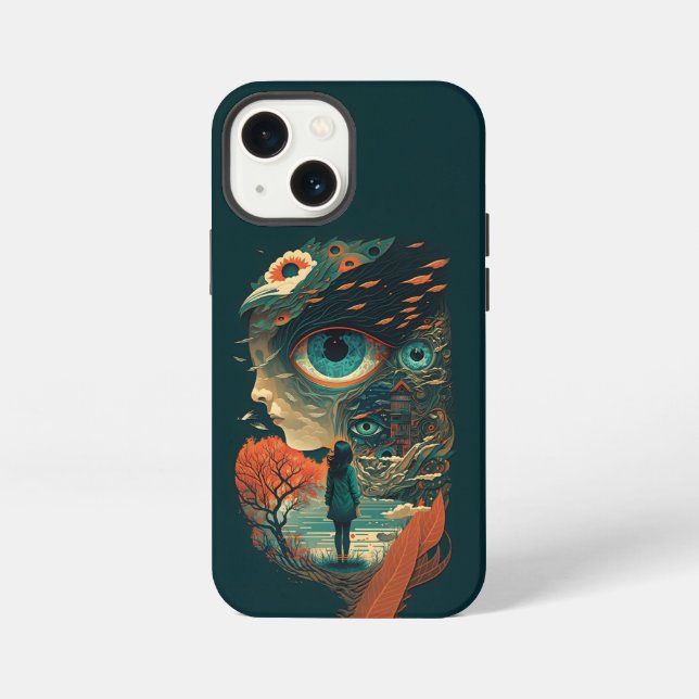 Etui iPhone 13 Mini Fantaisies Abstraites Monde d'Objets Impossibles (Verso)