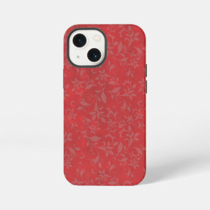 Etui iPhone 13 Mini Fleur abstraite sur fond de taches rouges