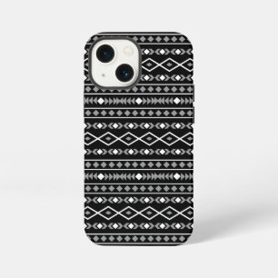 Etui iPhone 13 Mini Formes aztèques Motif blanc gris noir