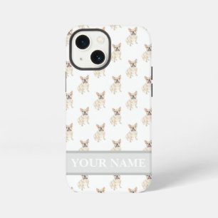 Etui iPhone 13 Mini Frenchie chien crème bronzé personnalisé  