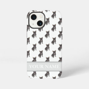 Etui iPhone 13 Mini Frenchie chien noir brindle personnalisé 