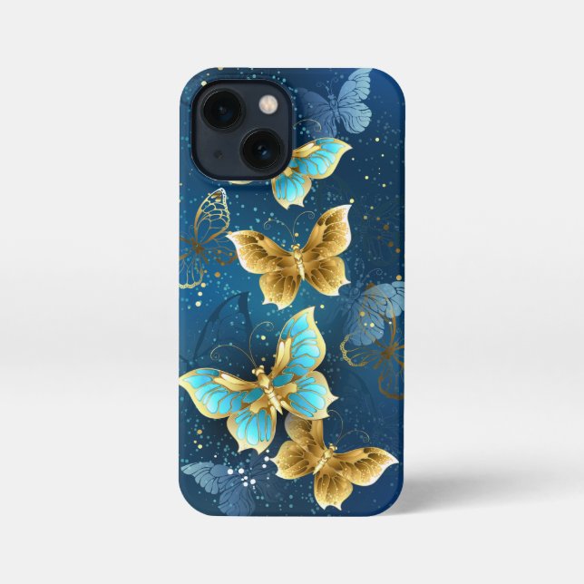 Etui iPhone 13 Mini Golden butterflies (Verso)