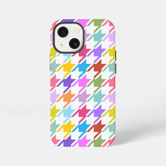 Etui iPhone 13 Mini Houndstooth Multicolor+White Big Motif (Verso)