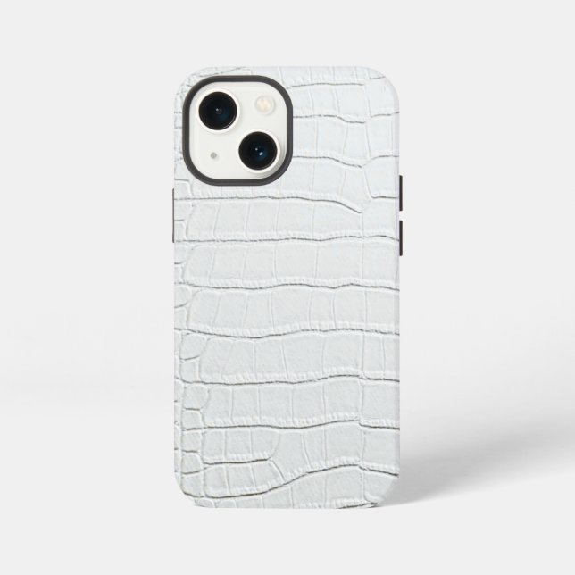 Etui iPhone 13 Mini Impression de peau de crocodile blanc (Verso)