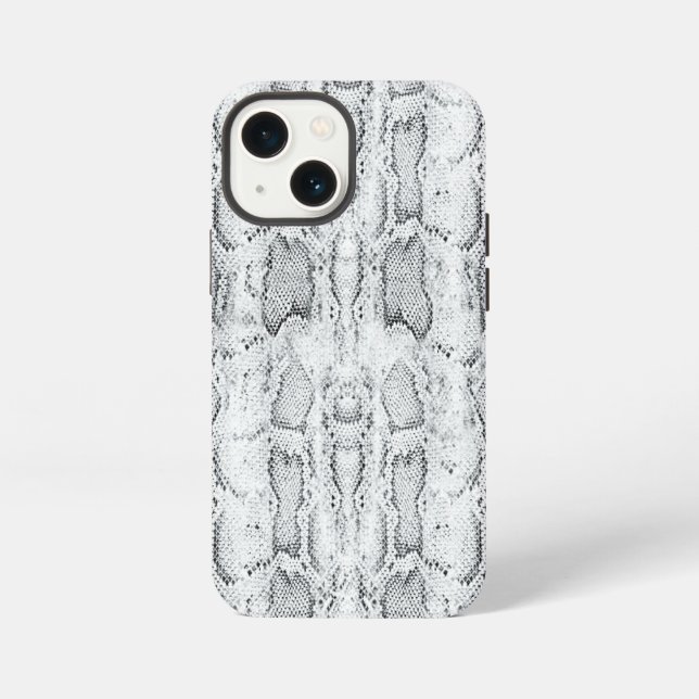 Etui iPhone 13 Mini Impression de peau de serpent Python blanc (Verso)