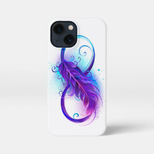 Etui iPhone 13 Mini Infinité avec plumes violettes