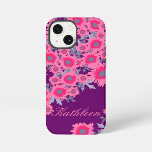 Etui iPhone 13 Mini Joli motif de damas rose poppy violet