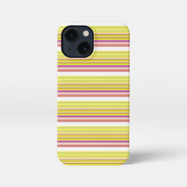 Etui iPhone 13 Mini Jolies rayures blanches jaunes (Verso)