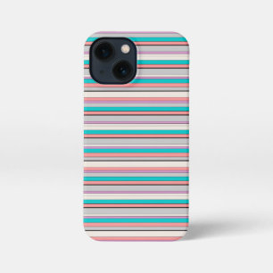 Etui iPhone 13 Mini Jolies rayures grises aqua