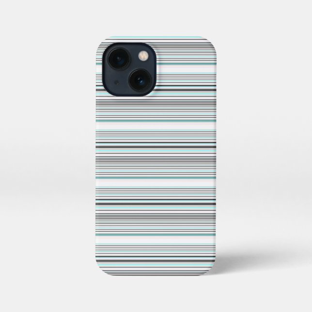 Etui iPhone 13 Mini Jolies rayures grises aqua (Verso)