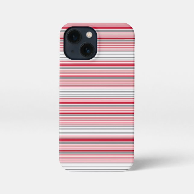Etui iPhone 13 Mini Jolies rayures grises rouges (Verso)