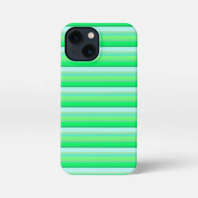 Etui iPhone 13 Mini Jolies rayures vert aqua (Verso)