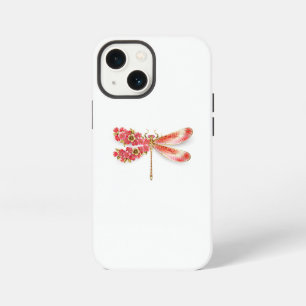 Etui iPhone 13 Mini Libellule fleur avec sakura bijou