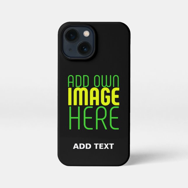 ETUI iPhone 13 MINI  MODÈLE DE TEXTE D'IMAGE NOIRE SIMPLE ET MODERNE (Verso)
