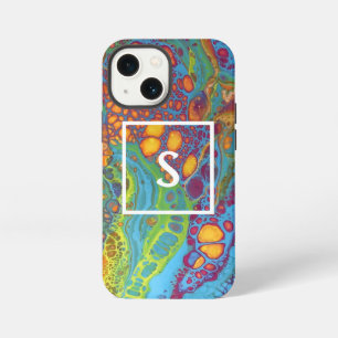 Etui iPhone 13 Mini Monogramme de coulée acrylique abstraite colorée