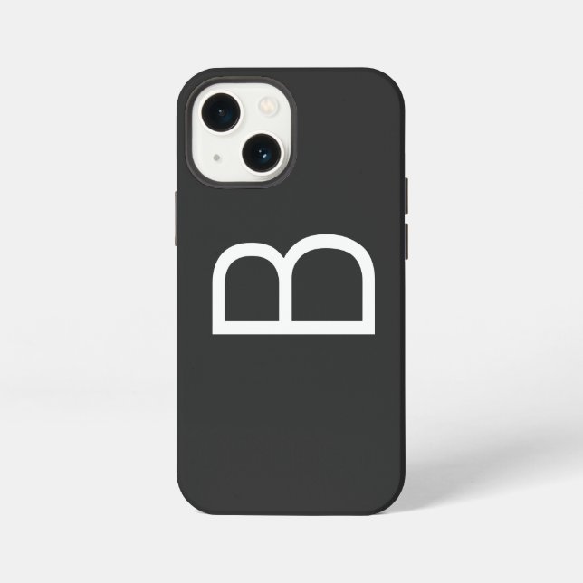 Etui iPhone 13 Mini Monogramme de lettre initiale noir moderne (Verso)