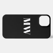 Etui iPhone 13 Mini monogramme personnalisé initiales solide noir (Verso Horizontal)