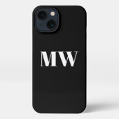Etui iPhone 13 Mini monogramme personnalisé initiales solide noir (Verso)