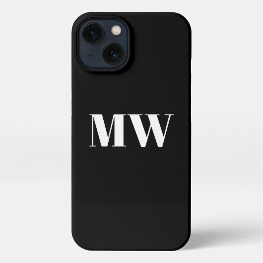Etui iPhone 13 Mini monogramme personnalisé initiales solide noir (Verso)