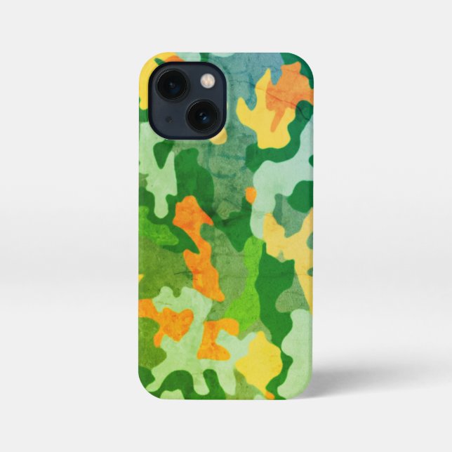 Etui iPhone 13 Mini Motif Camo couleur vive (Verso)