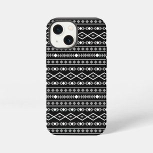 Etui iPhone 13 Mini Motif de formes aztèques gris blanc noir