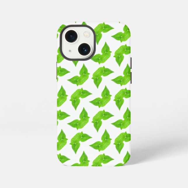 Etui iPhone 13 Mini Motif feuille vert (Verso)