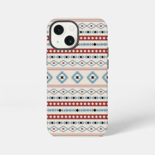 Etui iPhone 13 Mini Motifs mixtes aztèques bleu rouge noir crème
