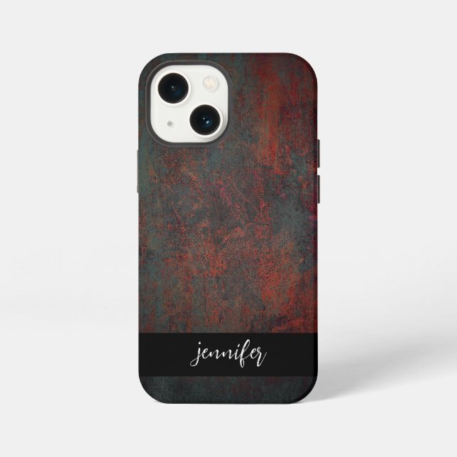 Etui iPhone 13 Mini Nom personnalisable texture grunge abstraite (Verso)