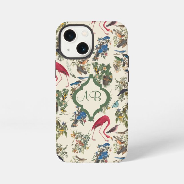 Etui iPhone 13 Mini Oiseaux monogrammes de John James Audubon (Verso)