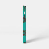 Etui iPhone 13 Mini "Parchemins carmin – Élégance audacieuse" (Côté gauche)