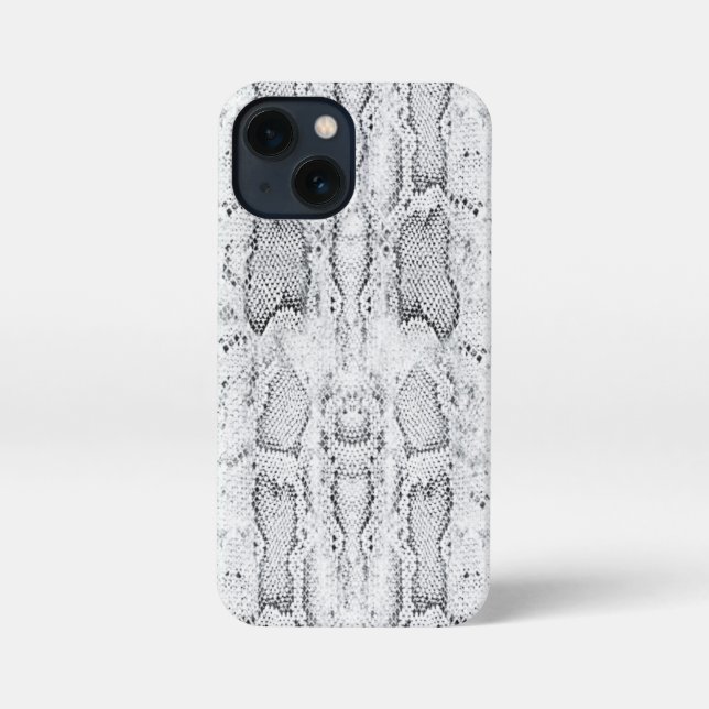 Etui iPhone 13 Mini Peau blanche Python Snake Print (Verso)