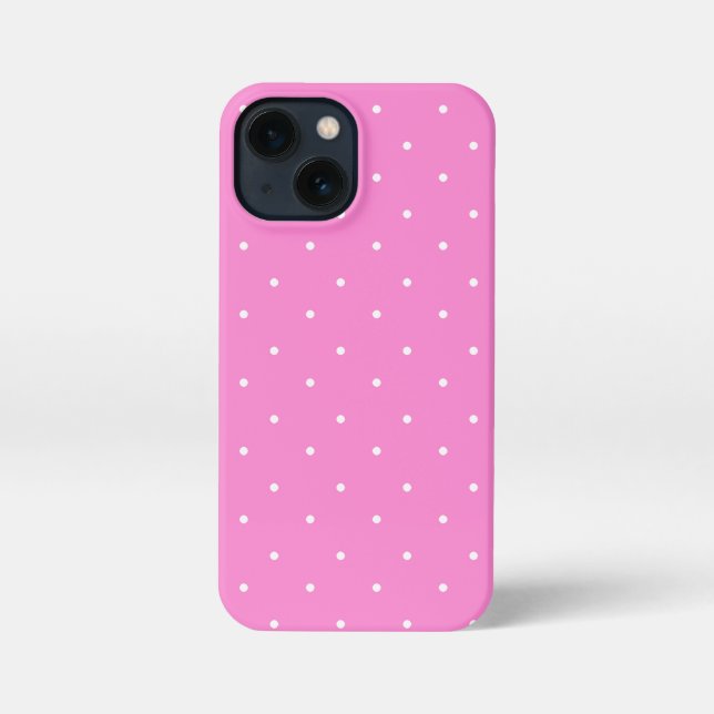 Etui iPhone 13 Mini Pois perses roses et blancs (Verso)