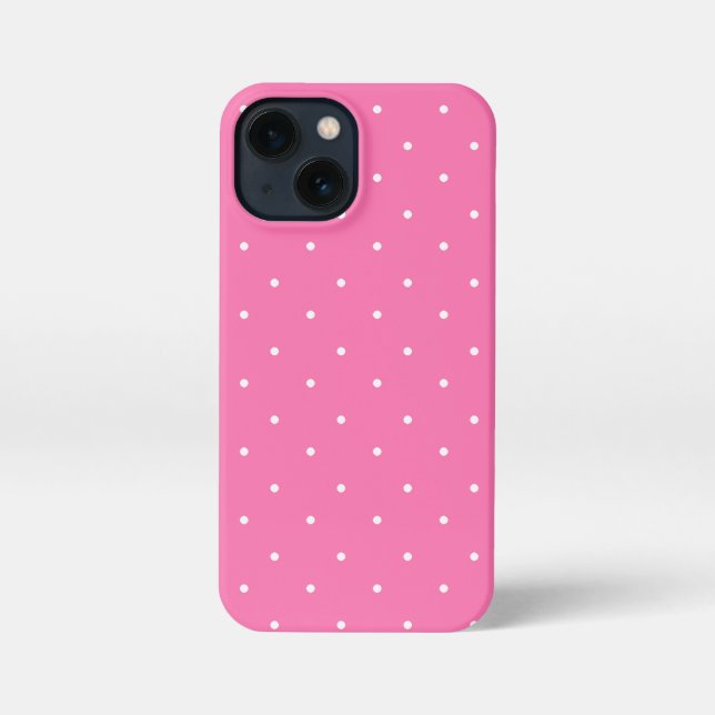 Etui iPhone 13 Mini Pois rose et blanc chaud (Verso)