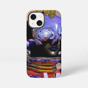 Etui iPhone 13 Mini PORTRAIT DE CYBORG TITAN Science-fiction bleue, Sc